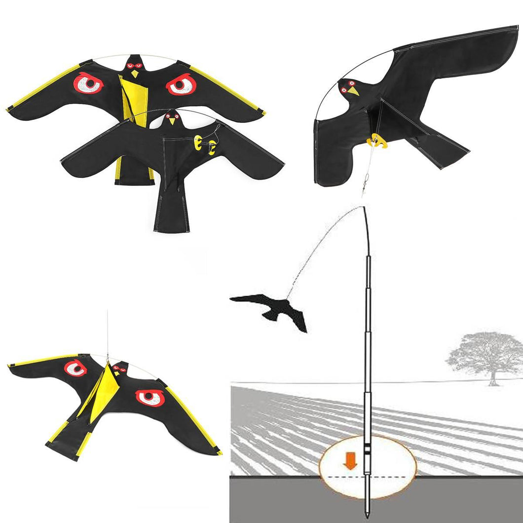 bird scarer hawk kite with 4m telescopic pole and stake